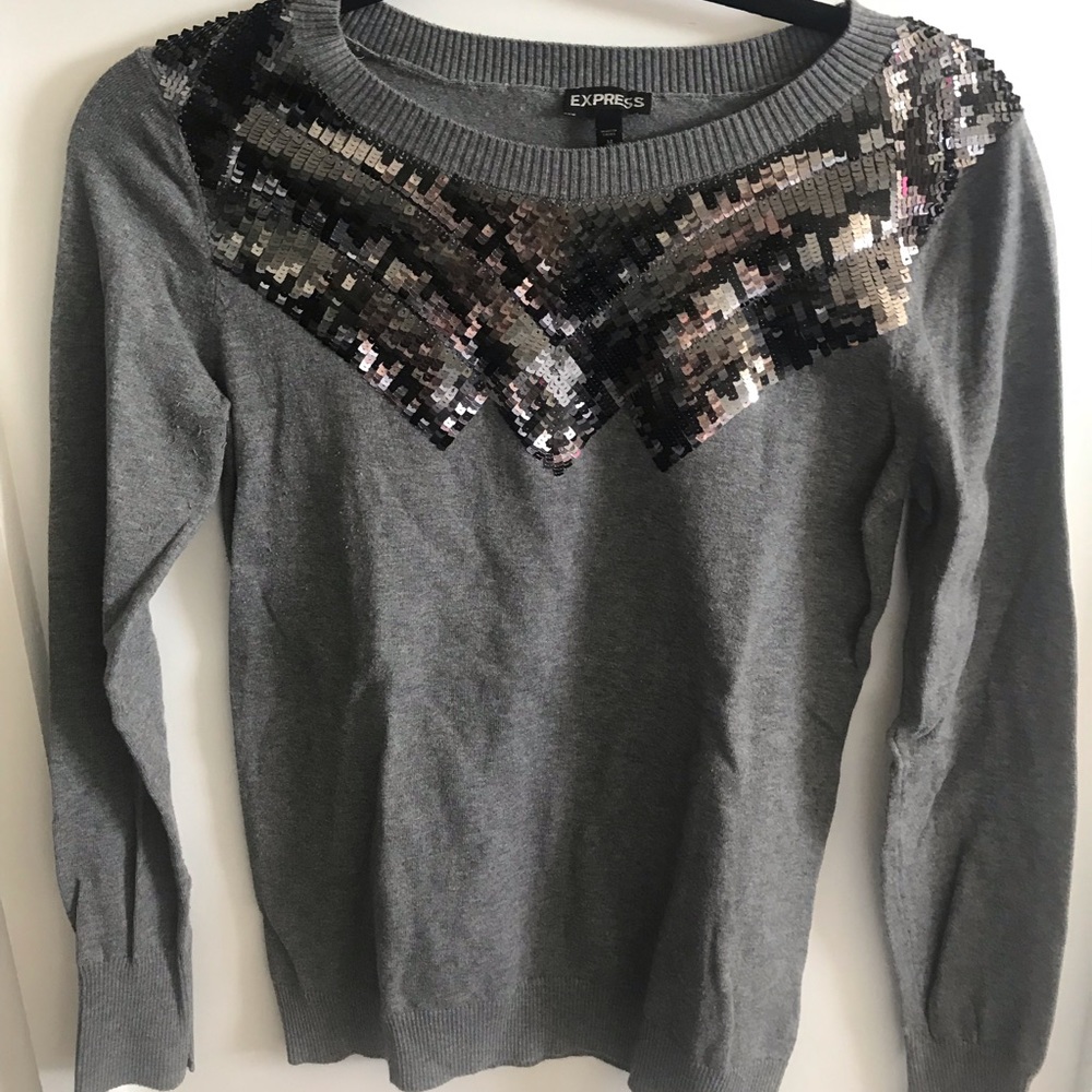 Express sequin trim sweater